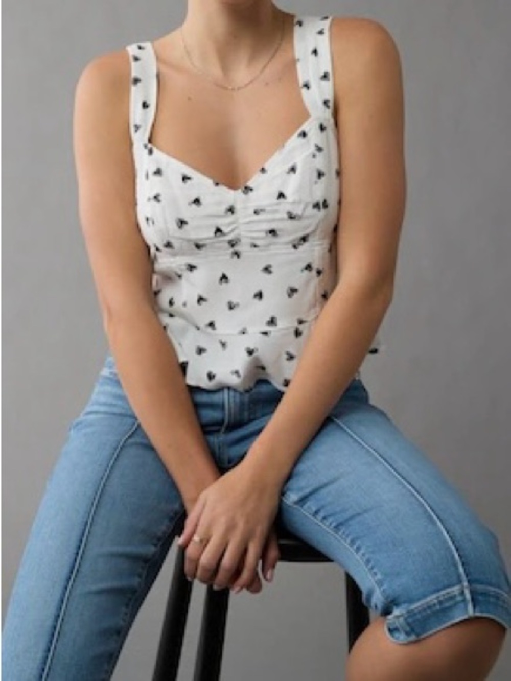 American Eagle Outfitters White Square Neck Corset Tank Top